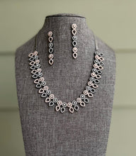 Load image into Gallery viewer, Simple Dainty Victorian Dual tone American Diamond Simple   Necklace set

