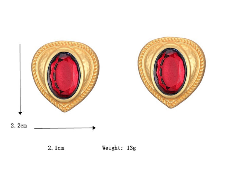 Heart Stone Gold border stud Earrings IDW