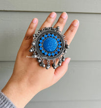 Load image into Gallery viewer, Afghani Red Carved Stone stone Ghunghroo Adjustable Ring
