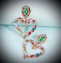 Load image into Gallery viewer, Crystal Big Heart Hanging Earrings IDW
