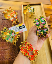 Load image into Gallery viewer, Brass Handpainted Meenakari Adjustable Cuff Bangle kada
