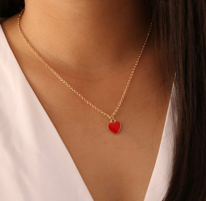Little heart small double sided Dripping necklace IDW