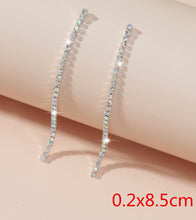 Load image into Gallery viewer, White Rhinestone Long Dangling stone Earrings IDW
