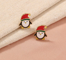 Load image into Gallery viewer, Christmas cap Penguin Small Stud Earrings for women comes in gift box IDW,women earrings
