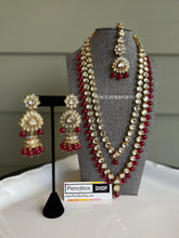 Load image into Gallery viewer, Two Layered Dabi kundan Long Necklace set with maangtikka
