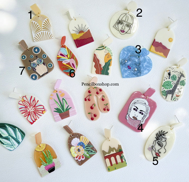 Different pattern Design Acrylic earrings IDW