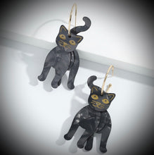 Load image into Gallery viewer, Glossy Black Cat Gold Earrings for women IDW women jewelry
