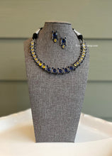 Load image into Gallery viewer, German silver Simple Single line Glass Stone necklace set
