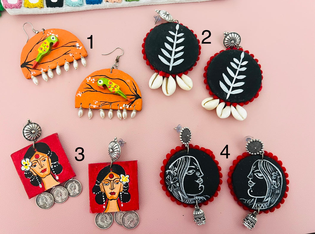 Mix earrings of Handmade handpainted Earrings
