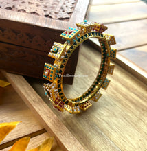 Load image into Gallery viewer, Multicolor Pearl Square Jadau Kundan Rajasthani Openable Single Bangle
