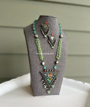 Load image into Gallery viewer, German Silver Handpainted Pearl Ghunghroo long necklace set
