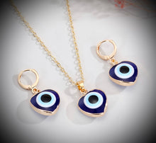 Load image into Gallery viewer, Evil eye Blue Necklace/Earrings Set for protection IDW
