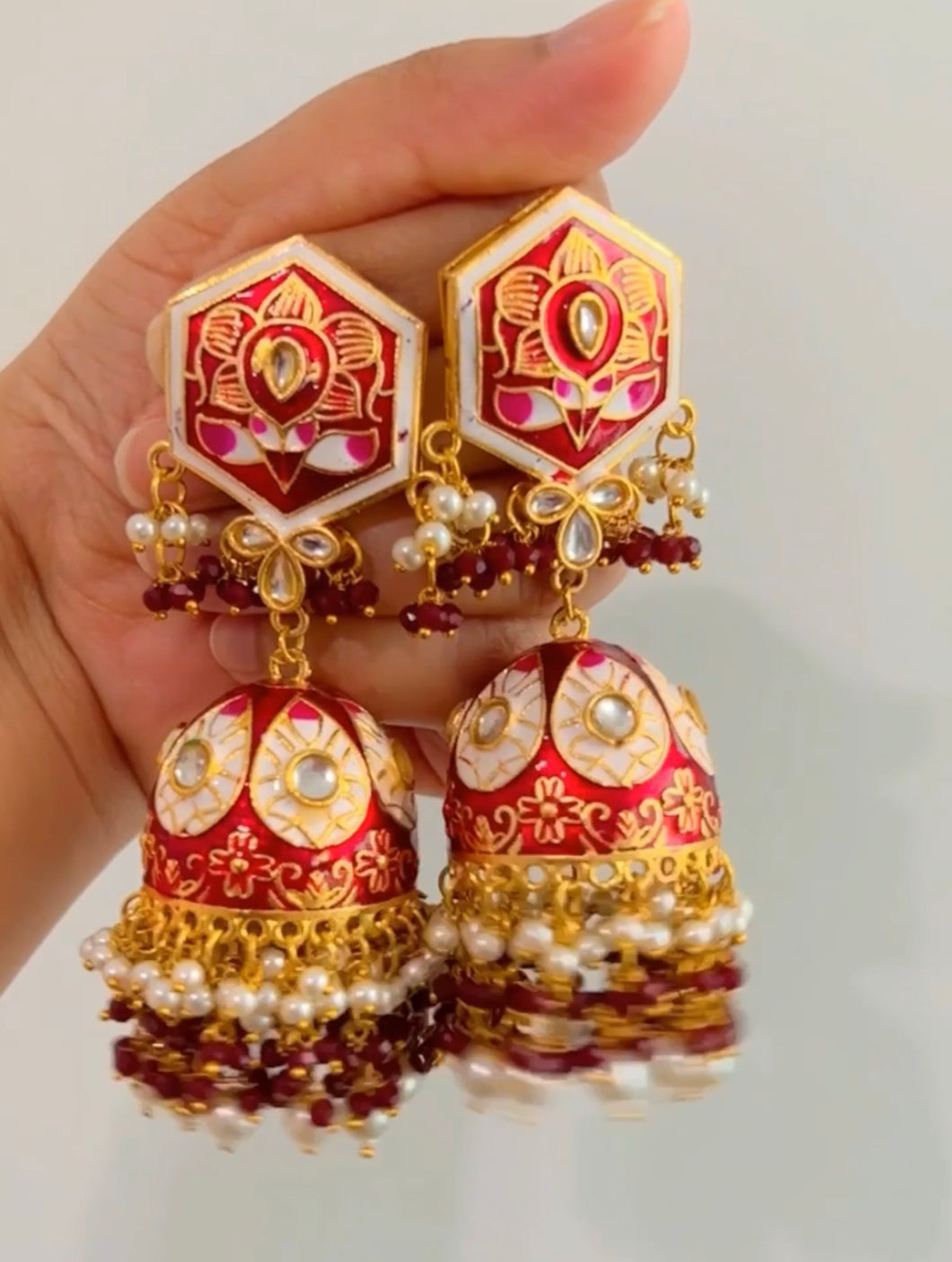 Meenakari Kundan Long Statement Multicolor Dangling Earrings