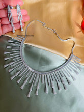 Load image into Gallery viewer, Dual Tone Statement  Designer American Diamond Victorian Polish Hanging Necklace set
