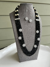 Load image into Gallery viewer, Three Layer Black Silver American Diamond Hydro Beads Necklace set
