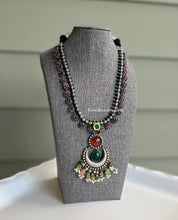 Load image into Gallery viewer, German silver Ruby Green Fusion kundan Long necklace .
