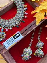 Load image into Gallery viewer, Premium Quality Statement Designer Polki Kundan Inaaya Necklace set with Maangtikka
