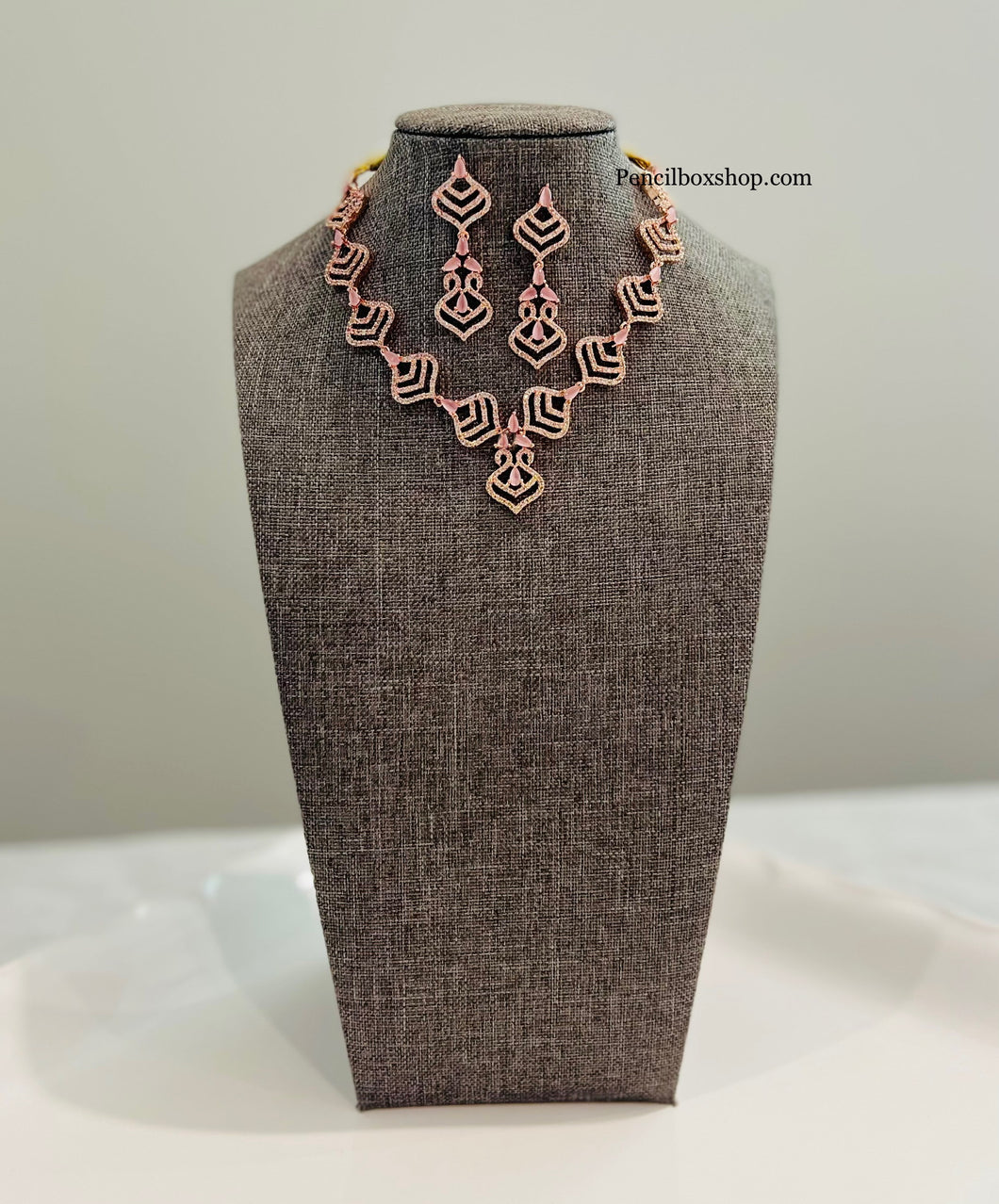 American Diamond Geometric Stylish Simple Necklace set