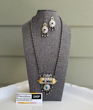 Load image into Gallery viewer, German Silver Stone Long Ghunghroo necklace set
