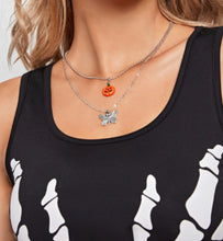 Load image into Gallery viewer, Halloween pumpkin ghost Layered Necklace for women necklace comes in gift box IDW

