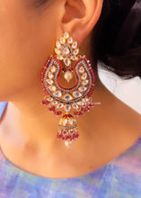 Load image into Gallery viewer, Statement Tyaani Kundan hydro beads Long danglers earrings
