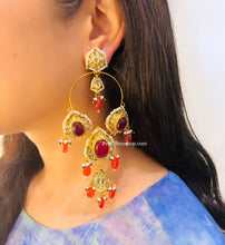 Load image into Gallery viewer, Kamini Exclusive Statement Gem stone Dangling Kundan Earrings

