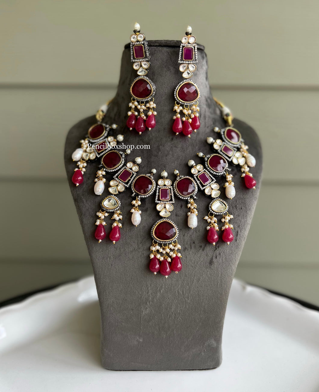 Kundan Grand Statement Drops Necklace set