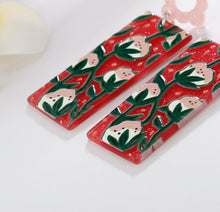 Load image into Gallery viewer, Acrylic Flower rectangle long Nisha earrings IDW
