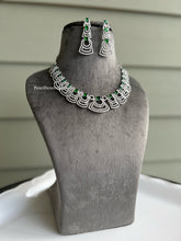 Load image into Gallery viewer, American Diamond Single line cz  Silver Necklace set

