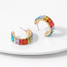 Load image into Gallery viewer, Crystal Pearl Round Rhinestone Hoop Earrings IDW
