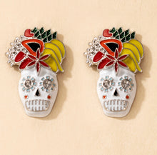 Load image into Gallery viewer, Halloween multicolor skull Face stud earrings IDW
