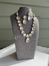 Load image into Gallery viewer, Premium Quality Maharani Uncut Polki  Kundan  Silver Foiled single layer Necklace set
