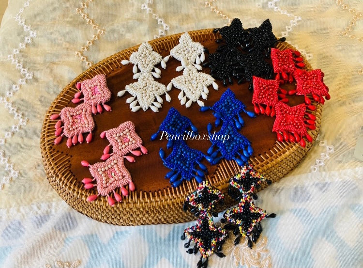 Handmade Fabric Beaded Earrings for women