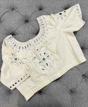 Load image into Gallery viewer, White Handmade Mirror back open Blouse
