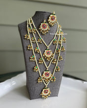 Load image into Gallery viewer, Exclusive Three Layered Pachi Kundan Maharani Necklace set
