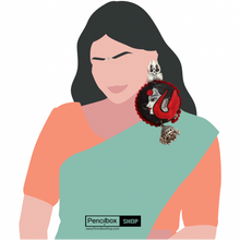 Load image into Gallery viewer, Handpainted  Red Black Lady design with trishul earrings
