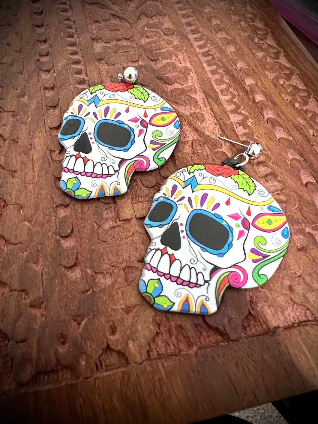 Multicolor Skull shape Acrylic Earrings IDW