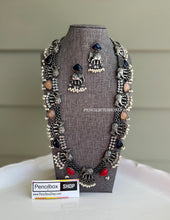 Load image into Gallery viewer, Elephant German silver Pearl Stone Long necklace set
