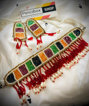 Load image into Gallery viewer, Handmade Beaded Choker Aarushi With pearl hangings
