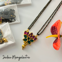 Load image into Gallery viewer, Jadau Multicolor double chain Black beads Mangalsutra Necklace set
