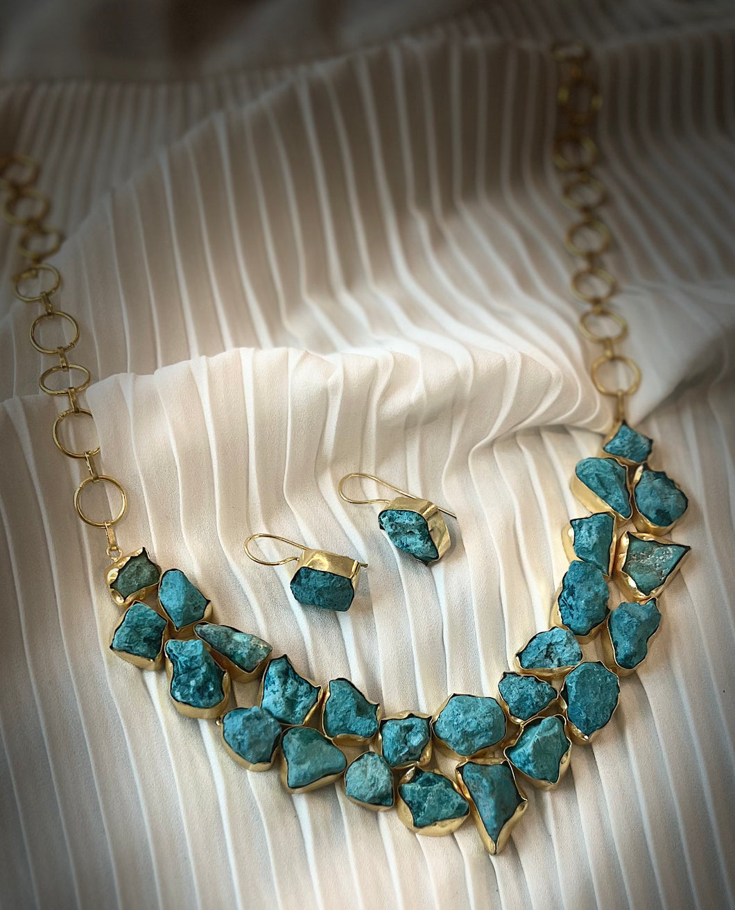 Contemporary turquoise Natural Stone Necklace set