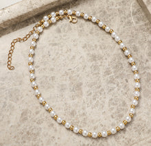 Load image into Gallery viewer, Pearl Simple Golden White Elegant Necklace IDW
