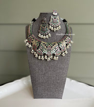 Load image into Gallery viewer, Jadau German Silver Statement Hasli Necklace set
