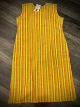 Load image into Gallery viewer, Yellow Cotton Straight Kurti half n half stripe indian dress
