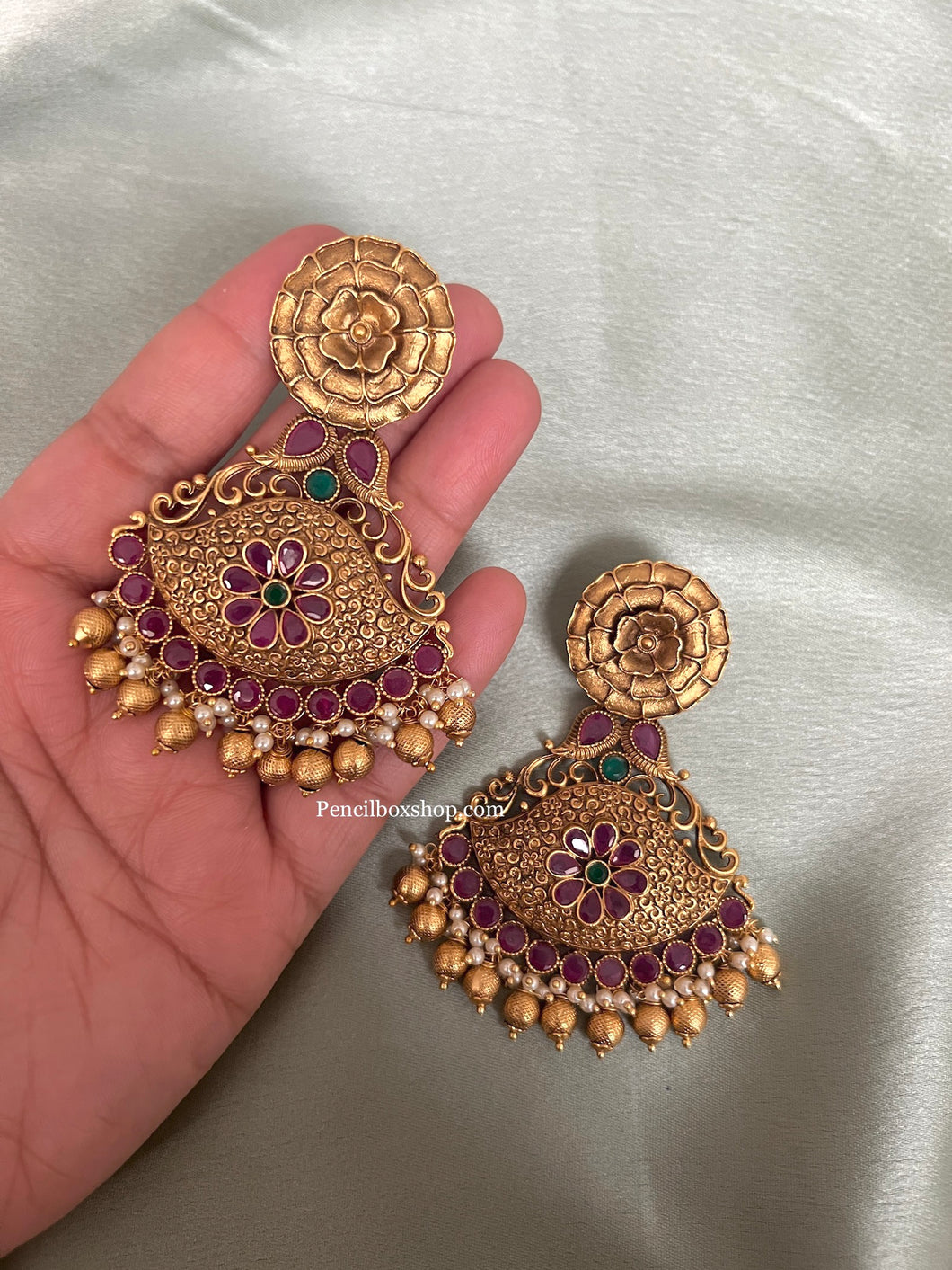 Amrapali Flower Multicolor kemp stone Jhumka Earrings