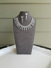 Load image into Gallery viewer, American Diamond Silver Hanging Drops Designer Necklace set
