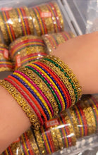Load image into Gallery viewer, Bangle set multicolor Polki golden set Kundan
