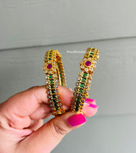 Load image into Gallery viewer, Rohini Real Multicolor Kemp Stone temple Pair of bangle set for women
