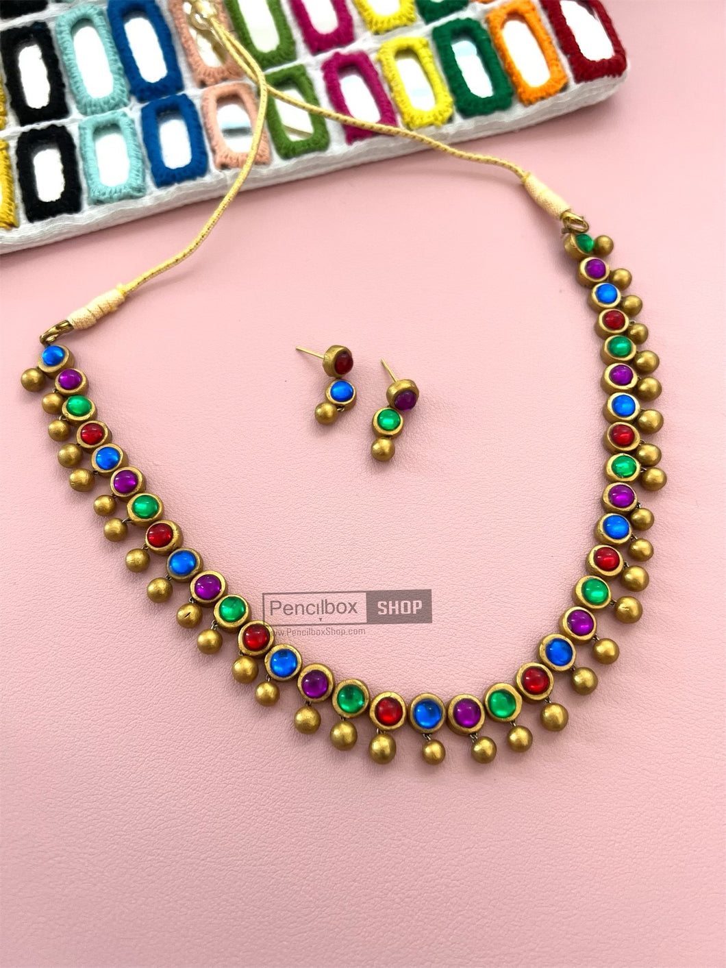 Aisha Handmade Multicolor Terracotta Organic Clay Beads Necklace set