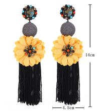 Load image into Gallery viewer, Flower Long Fabric tassel Earrings for women IDW

